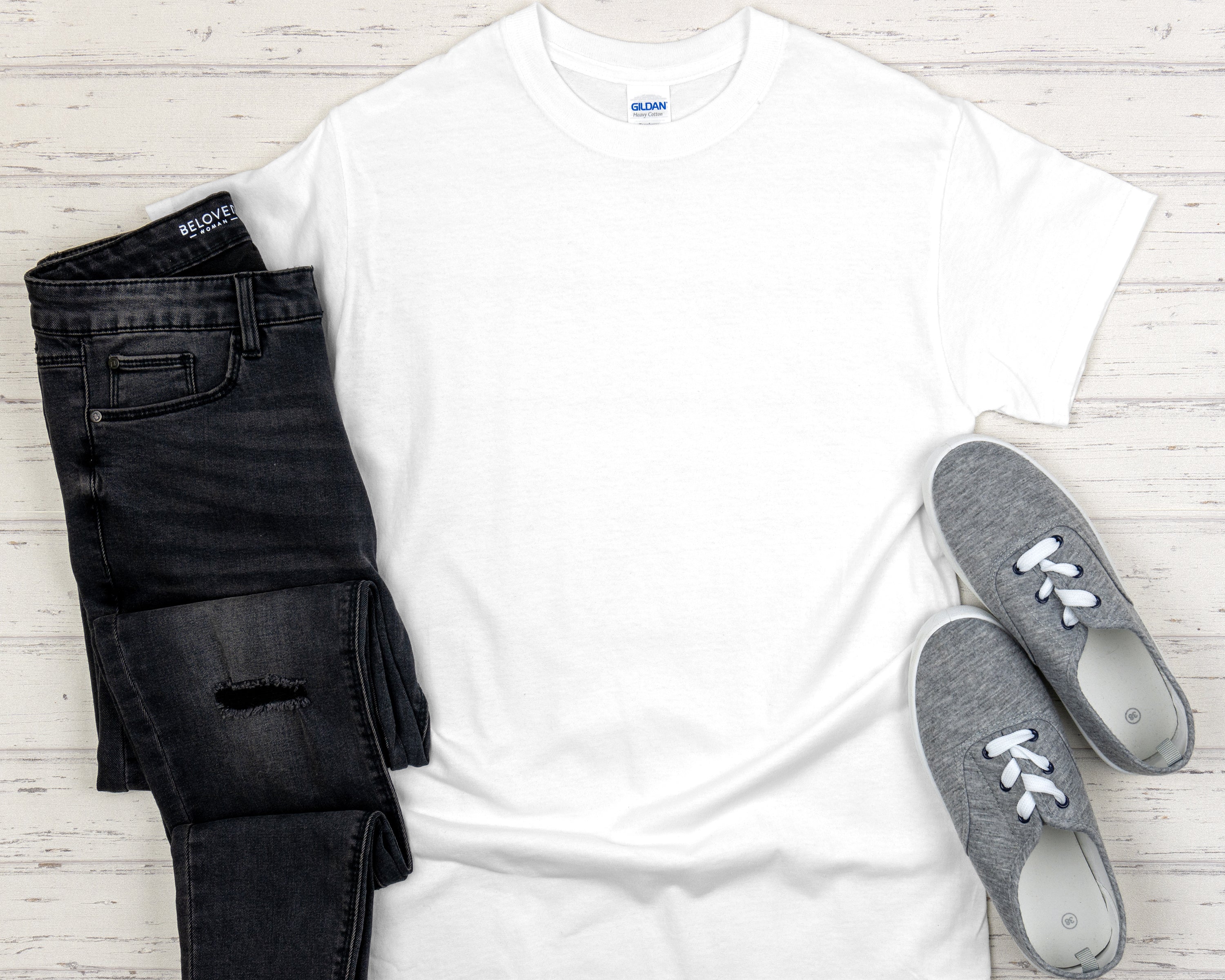 Custom Printed White Cotton T-shirt (with image included)